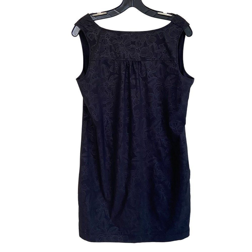 REI Black Floral Sleeveless Midi Dress Size Medium Cowl Neck - Picture 2 of 5